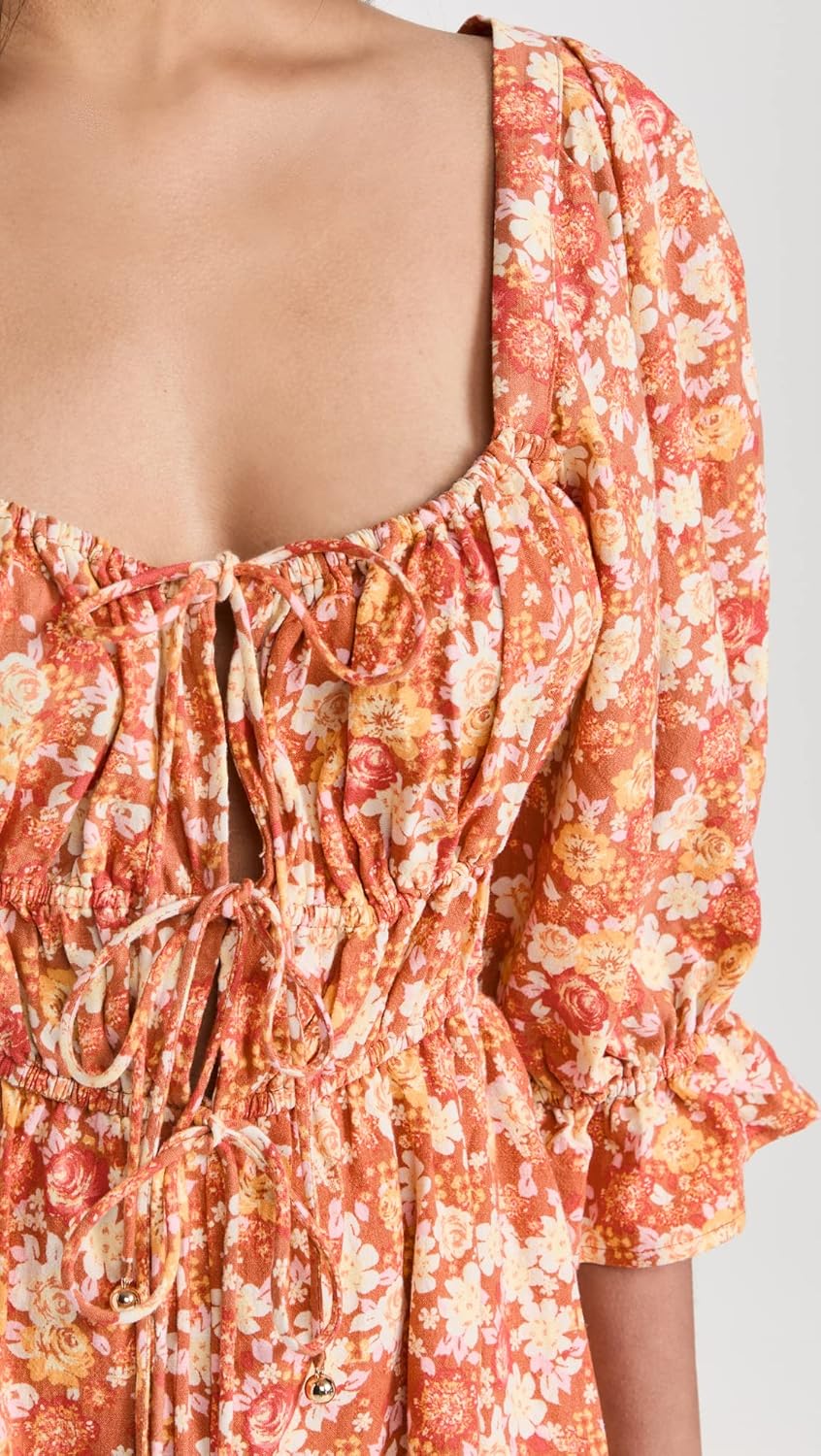 Free People Women's Show Me Love Romper, Original Combo, Floral, Orange, XS