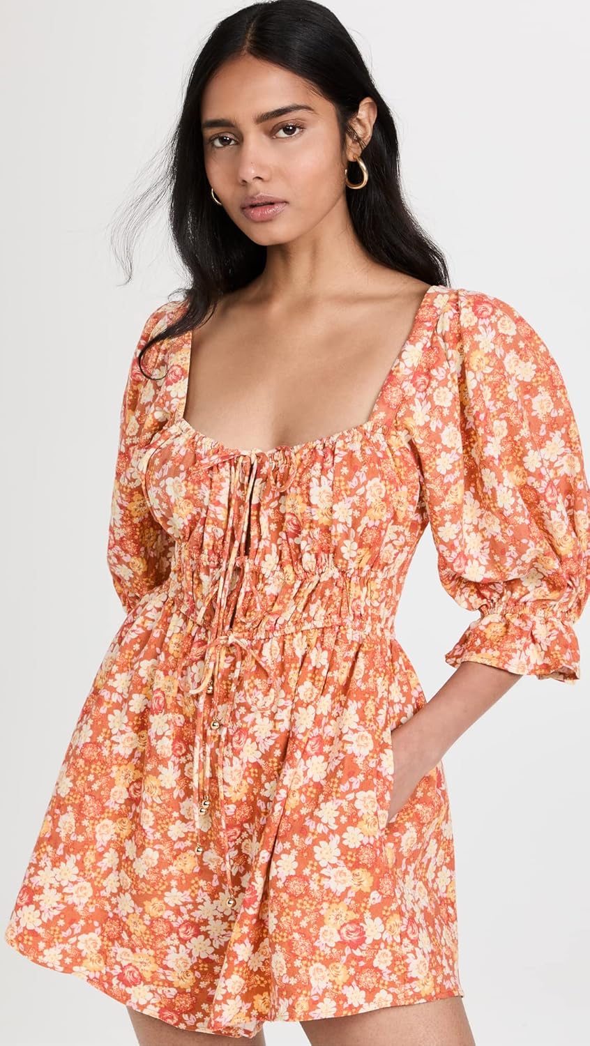 Free People Women's Show Me Love Romper, Original Combo, Floral, Orange, XS