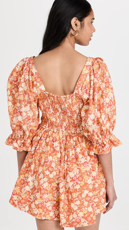 Free People Women's Show Me Love Romper, Original Combo, Floral, Orange, XS