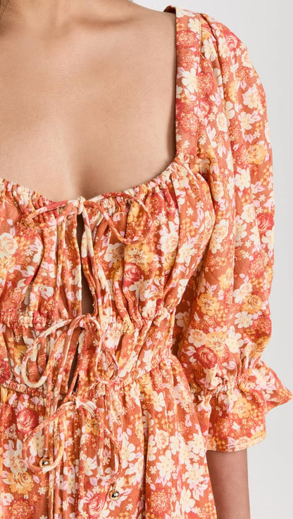 Free People Women's Show Me Love Romper, Original Combo, Floral, Orange, XS