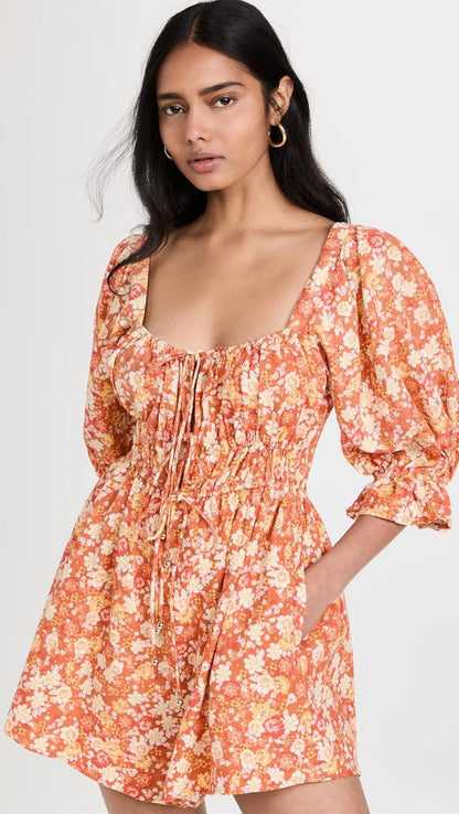Free People Women's Show Me Love Romper, Original Combo, Floral, Orange, XS
